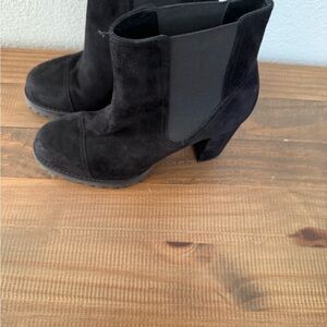 Stuart Weitzman Black Heeled Boots with Suede Finish